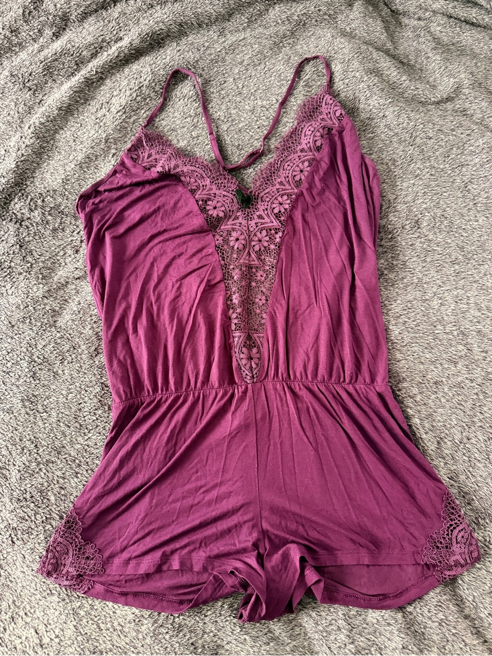 Victoria’s Secret Lace-Detail Romper in Plum/Berry Size M